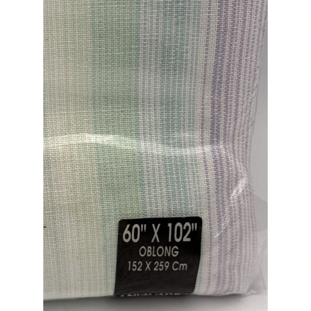WB Oblong Tablecloth 60 X 102‎ Pastel Stripe Spring Summer Decor #3612